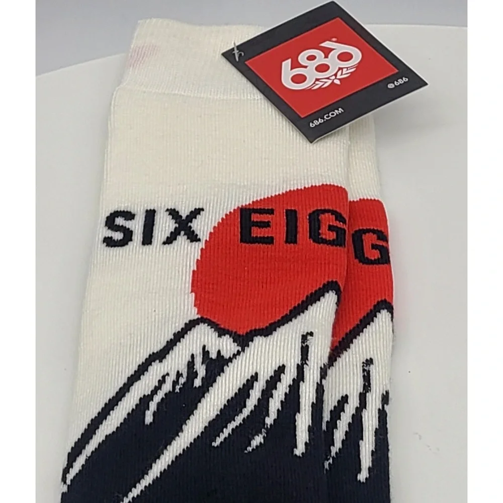 686 Sunrise Snowboard Ski Socks S/M Mountain Black White Red NWT